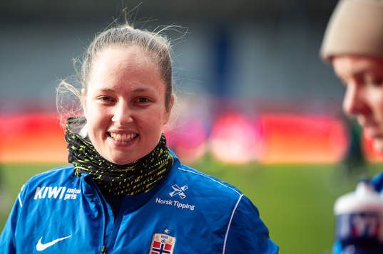 Goalkeeper Aurora Mikalsen of the Norwegian national