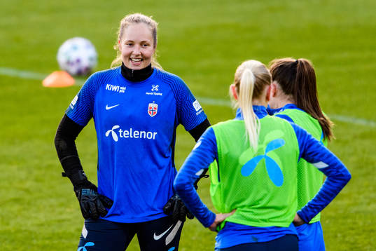 Goalkeeper Aurora Mikalsen of the Norwegian national