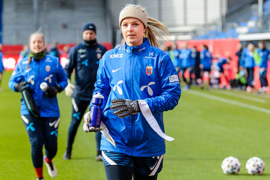 Goalkeeper Guro Pettersen of the Norwegian national