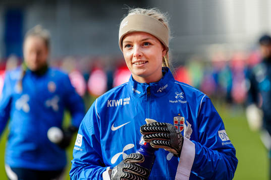 Goalkeeper Guro Pettersen of the Norwegian national