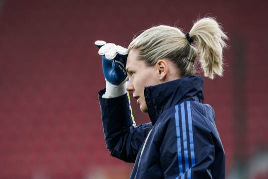 goalkeeper Jennifer Falk of Sweden prior to the women's