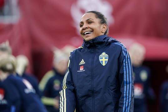 Madelen Janogy of Sweden prior to the women's international
