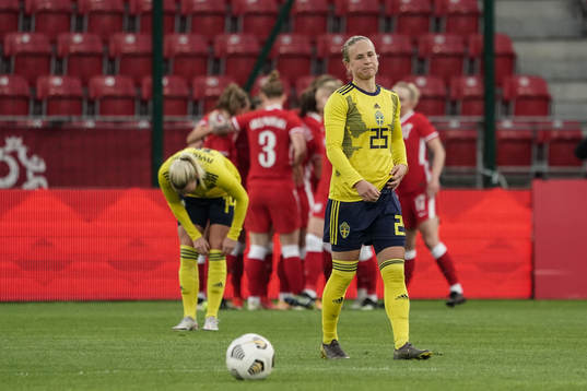 Filippa Curmark of Sweden looks dejected