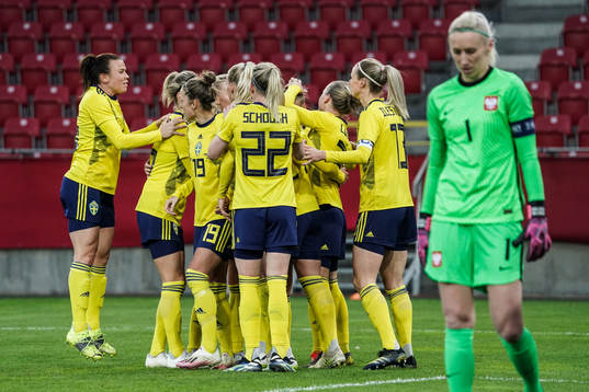 Stina Blackstenius of Sweden celebrate with teammates