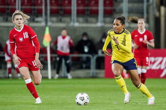 Nikole Kaletka of Poland and Madelen Janogy of Sweden