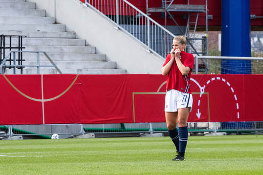 Lisa-Marie Karlseng Utland of Norway looks dejected