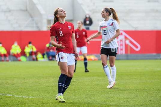 Vilde Bøe Risa of Norway looks dejected