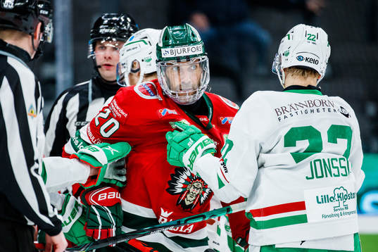 Frölundas Joel Lundqvist och Rögles Samuel Jonsson