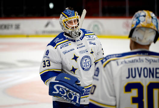 Leksands målvakt Axel Brage och målvakt Janne Juvonen