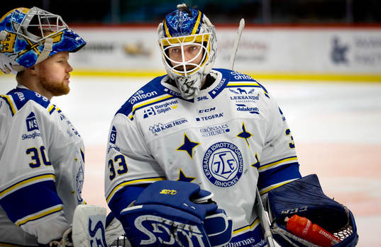 Leksands målvakt Axel Brage och målvakt Janne Juvonen