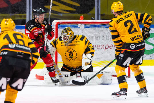 Luleås Juhani Tyrväinen och Skellefteås målvakt Gustaf