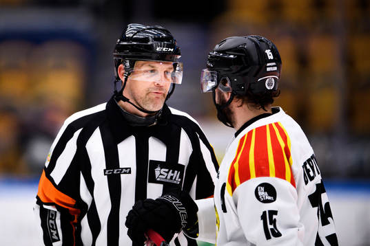 Domare Mikael Nord och Brynäs Simon Bertilsson