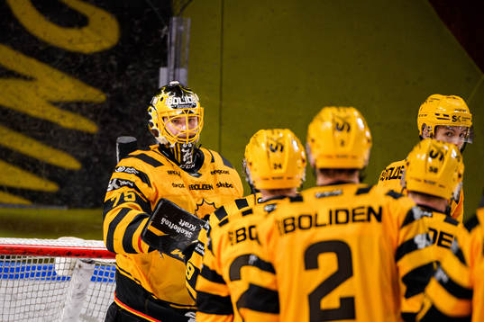 Skellefteås målvakt Arvid Söderblom jublar