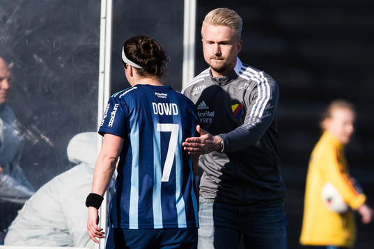Djurgårdens Hayley Dowd och tränare Pierre Fondin