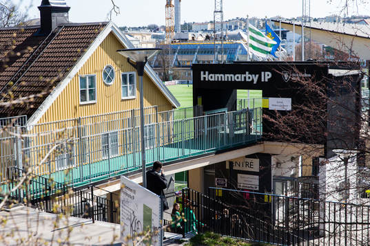 Hammarby IP innan fotbollsmatchen i Damallsvenskan mellan