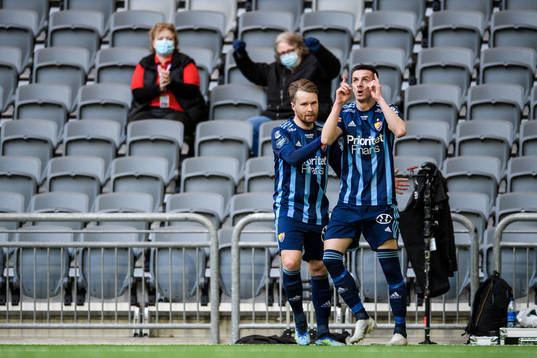 Djurgårdens Haris Radetinac (h) jublar