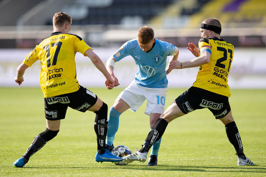 Häckens Gustav Berggren och Rasmus Lindgren mot Malmö FFs