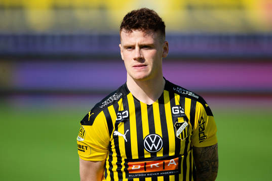 Häckens Tobias Heintz innan fotbollsmatchen i Allsvenskan