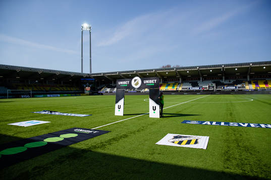 En portal med Unibet logo innan fotbollsmatchen i