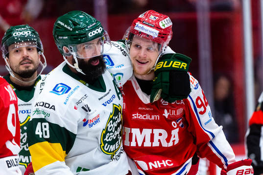 Björklövens Daniel Rahimi och Timrås Sebastian Hartmann