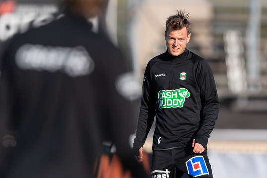 Varbergs Albin Winbo före fotbollsmatchen i Allsvenskan