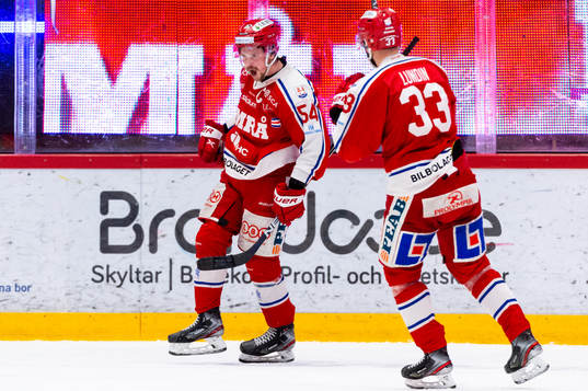 Timrås Jonathan Dahlén och Albin Lundin jublar