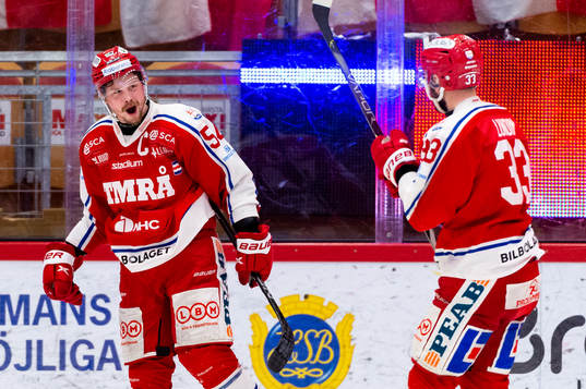 Timrås Jonathan Dahlén och Albin Lundin jublar