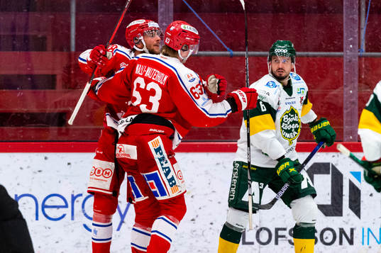 Timrås Erik Walli Walterholm och Jacob Olofsson jublar och