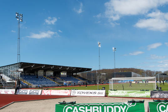 Varberg Energi Arena före fotbollsmatchen i Allsvenskan