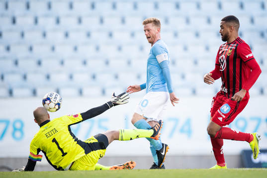 Malmö FFs Anders Christiansen och Östersunds målvakt Aly