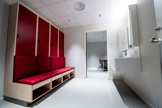 General interior view of the referee dressing room at