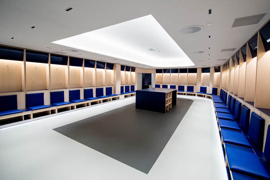 General interior view of the away team dressing room at
