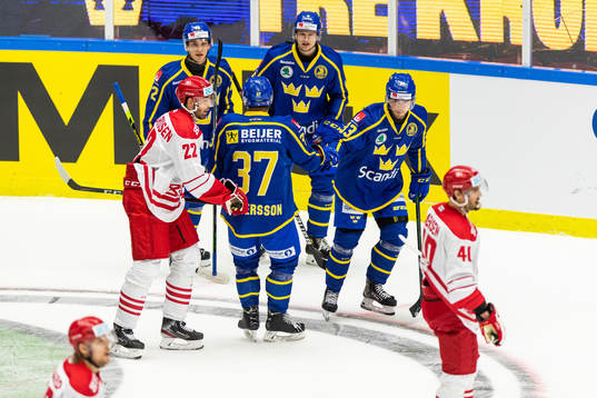 Sveriges Jesper Pettersson och Michael Lindqvist jublar