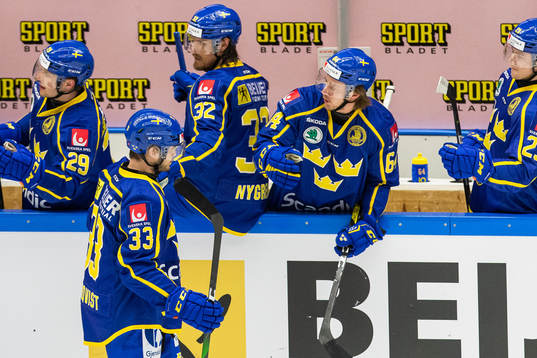 Sveriges Michael Lindqvist jublar med lagkamrater