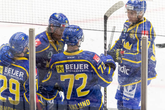 Sveriges William Eklund jublar med Sebastian Strandberg,