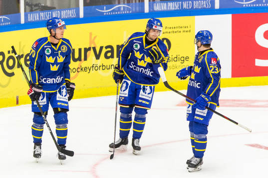 Sveriges Dennis Rasmussen och Jesper Sellgren jublar med