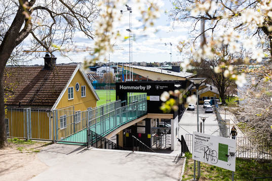 Vy över västra ingången på Hammarby IP