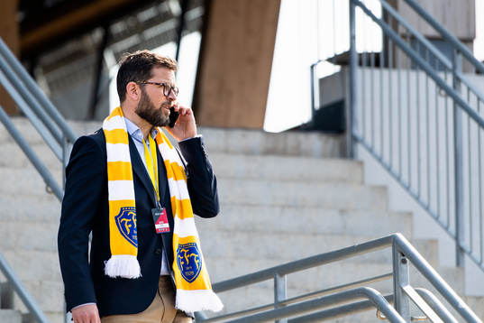 Falkenbergs David Svensson före fotbollsmatchen i