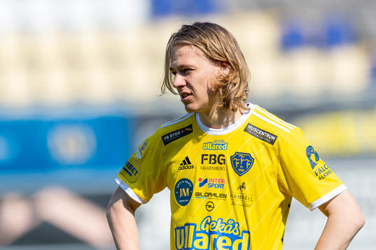 Falkenbergs Melker Nilsson före fotbollsmatchen i