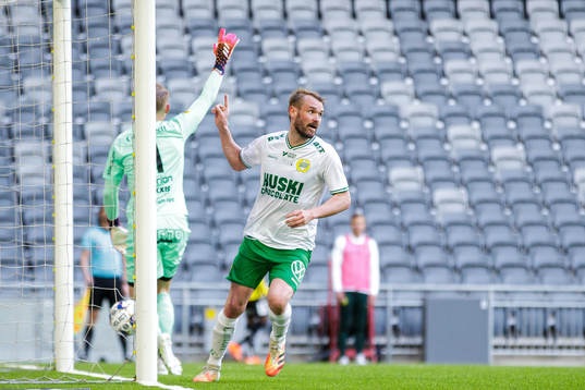 Hammarbys Mads Fenger Nielsen reagerar