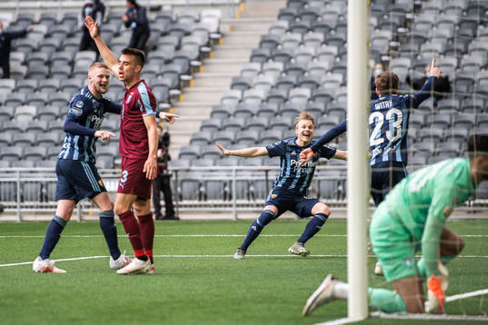 Djurgårdens Kalle Holmberg, Elliot Käck och Aslak Witry