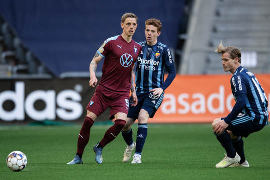 Malmö FFs Sören Rieks mot Djurgårdens Aslak Witry och