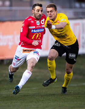 Degerfors Sargon Abraham och Mjällbys Ivan Kricak