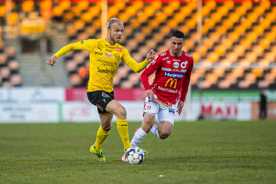 Mjällbys Viktor Gustafson  och Degerfors Abdelrahman Saidi