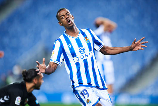 Alexander Isak of Real Sociedad reacts