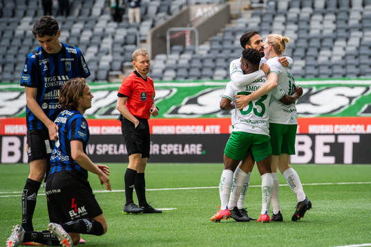 Hammarbys Akinkunmi Amoo, Gustav Ludwigson och Abdul