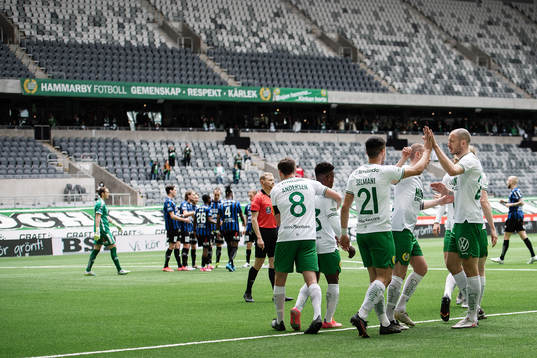 Hammarbys spelare jublar