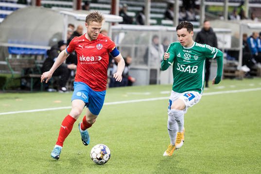 Helsingborgs Andreas Landgren och Brages Noa Williams