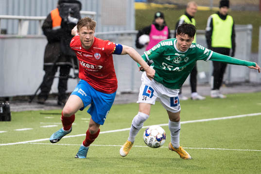 Helsingborgs Andreas Landgren och Brages Noa Williams