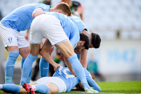Malmö FFs spelare jublar med Veljko Birmancevic